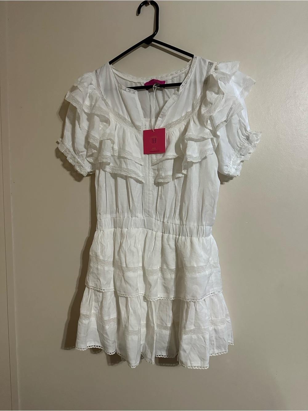 Women’s White Ruffle Mini Dress - Tiered Summer Style